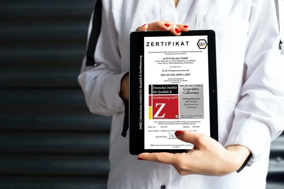 Die aLIVE-Service GmbH erhält die Zertifizierung nach DIN EN ISO 18295